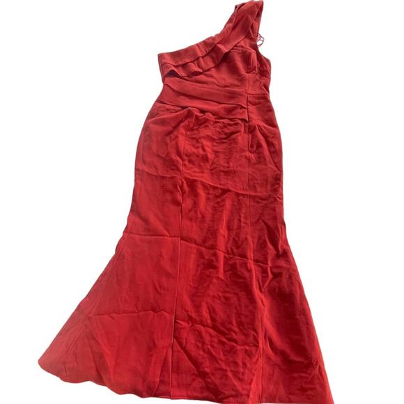 C/MEO Collective Dress Womens 10 Red Fragment Gown Draped‎ One Shoulder - Picture 2 of 12